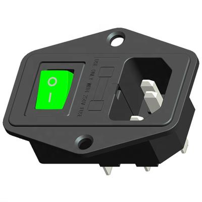 China Industrial IEC320 AC power inlet with holder and fuse rocker switch and 10A/15A screw-in socket for sale