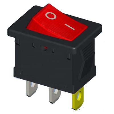 China 12A 250V illuminated 3 pin rocker switch with 12v red light HS8-F3-6-01Q1B1-BR03 for sale