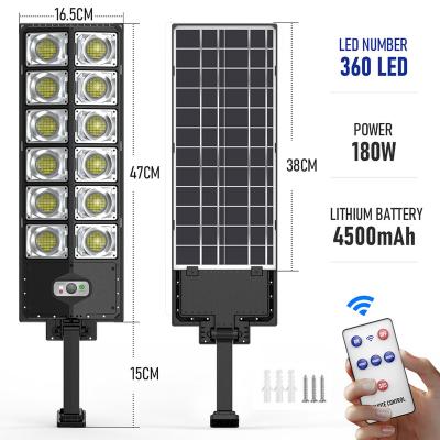 China 50W 100W 180W 360 LED Lithium Battery Energy Saving Solar Security Warehouse Solar Panel Outdoor Street Light for sale