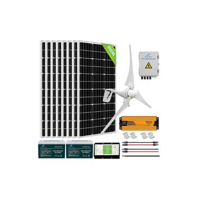 China Home Energy Storage 600W 800W 1000W 1200W Off Grid Wind Solar Hybrid Power System With Monocrystalline Panels for sale