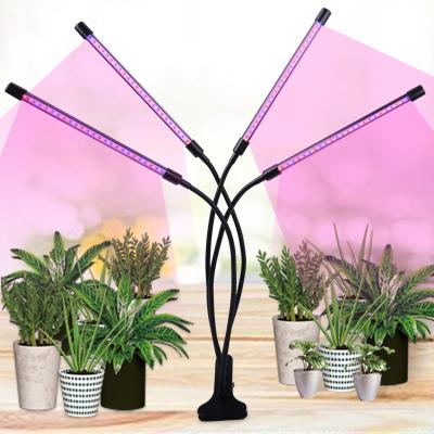 China Seed Starting Grow Light 20w 30w 40w 4 Head Wholesale Led Flexible Clip 4 Head Dimming Tinting Timing for sale