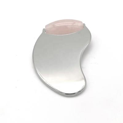 China Body Rose Face Roller Eye Clear Led Face Rose Quartz Butterfly Body Jade Roller Stainless Steel Metal Jade Roller Gua Sha for sale