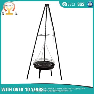 China Easily Assembled Outdoor Single Tripod Charcoal Barbecue Hanging Steel Grill for sale