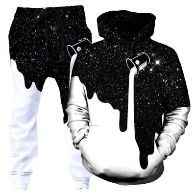 China DLL Winter 3D Creative Printing Custom Men's Hoodie Sets QUICK DRY Autumn Spring Digital Sports Two Pieces Casual Thick Sweater Tracksuit for sale