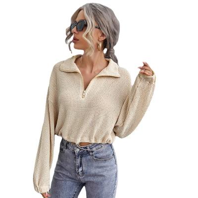 China DLL Sale Women's Whole Winter Anti-pilling And Fall Knitted Drawstring Sweater Long Sleeve Blouses Ladies for sale