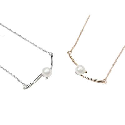 China High quality the new summer S925 pearl chain necklace pure silver female chopsticks style pearl chain necklace for sale