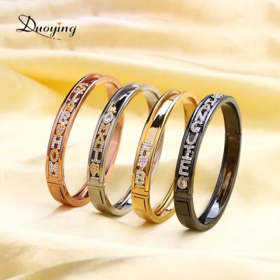 China Customized Bracelet Gifts Personalized Slide Bracelets With Letter Charms Gold Plated Bracelet With Zircon Custom Jewelry Bracelets for sale