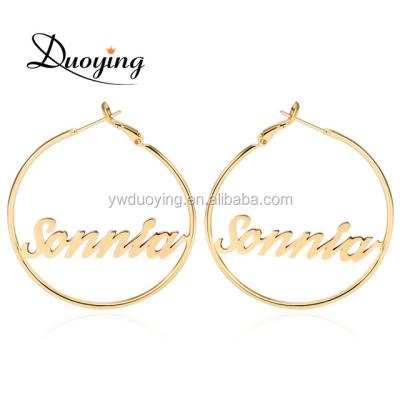 China Hiphop 45mm Classic Style Hoop Earrings Circle Round Hoop Earrings Custom Circles Name Personalized Hoop Earrings for sale