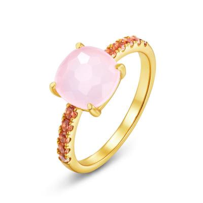 China New FASHIONABLE Pink Crystal Sterling Silver CZ Ring Silver Ring Gold Ring Design Jewelry 9K Gold Women Gift for sale