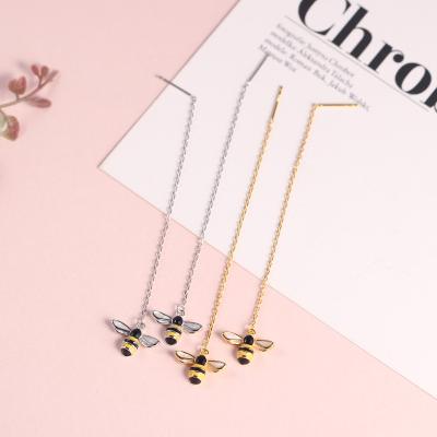 China Wholesale High Quality Women Jewelry Animal Bee Shape New Charm Long Earring Minimalist Gold Pendant Plated Earrings for sale