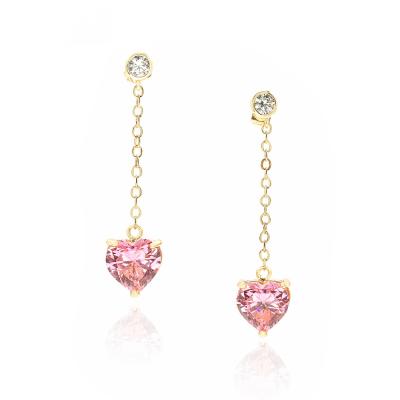 China Duoying OEM Valentines Mother's Day CLASSIC Earrings Fashion Women Crystal Colorful Zircon Heart Earrings Gold Statement Earrings for sale