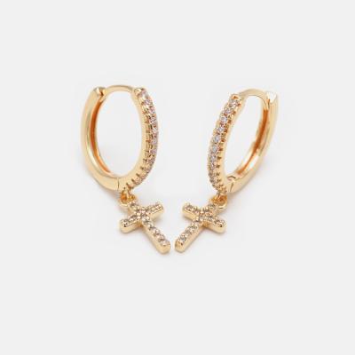 China CLASSIC Korean Brass Gold Filled Cross Earring Ccharms Women Earrings OEM Diamond Earrings Women Gold Filled from Duoying Latest for sale