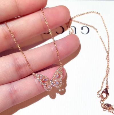 China Romantic Jewelry For Women Wholesale Bling Crystal Necklace For Women Fashion Pendant Necklace Butterfly Necklace for sale