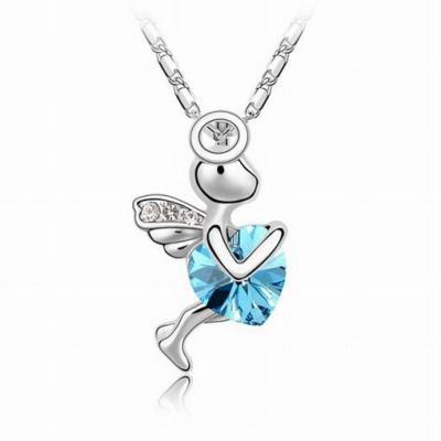 China Best CLASSIC Gifts for Birthday Vintage Jewelry Cupid Statue Heart Crystal Angel Necklace Birthday Gifts for Sisters for sale