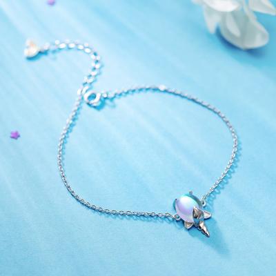 China Aurora Cute Rainbow 925 Sterling Silver Unicorn Adjustable Bracelet Charm Women's Bracelet FASHIONABLE Bangle for sale