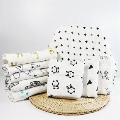 China Gots Disposable Custom Printed Muslin Certified Organic Cotton Blankets, Baby Wrapping Blankets for sale