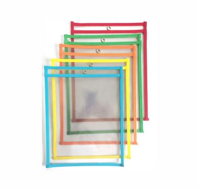 China Dry Erase Pockets Dry Erase Pouches Reusable Sleeves Clear Sheet Protectors with1 Plastic Rings For Classroom Organization Teacher and School for sale