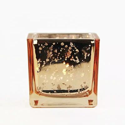 China Gift & Custom Unique Luxury Concrete Candle Craft Square 250ml Candle Vessel Glass Jar For Candle Making With Lids for sale