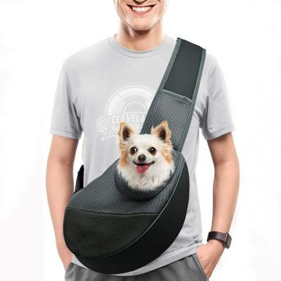 China Breathable Pet Bag with Zipper Pouch for Outdoor Travel, Adjustable Padded Shoulder Strap Carrier Bag, Dog Cat Sling Carrier for sale