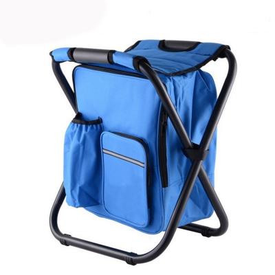 China Folding Chair Ultralight Blue Bag, Multifunctional Folding Camping Seat With Ice Bag, Outdoor Portable Folding Ice Bag With Chairs for sale