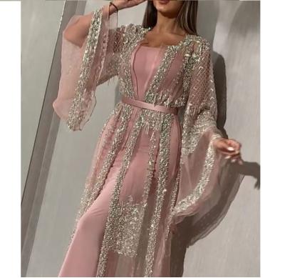 China 2022 Viable New Long Sleeve Floor Length Sequin Mesh Suit Gown For Party For Women for sale