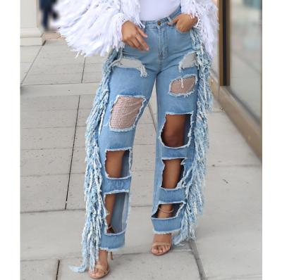 China Wholesale Fashion Breathable Ripped High Waisted Wide Leg Female Jeans Pants Mujer For Women for sale