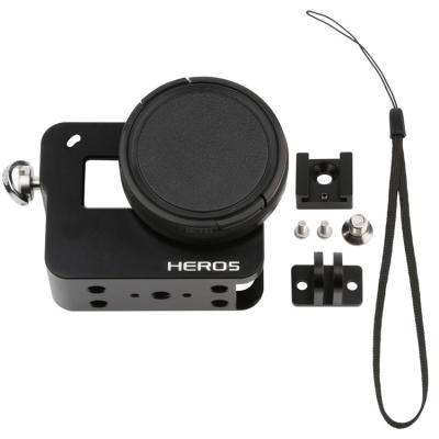 China Hero 5 Accessories CNC Aluminum Alloy Protective Case Housing Shell Cage For  Hero 5 Black Camera With 52mm UV Lens for sale