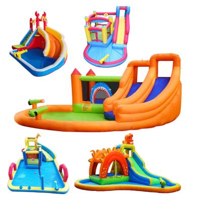 China Pink Baby Entertainment Castle Water Slide Combo Large Outdoor Commercial Inflatable Bounce Houses Cheap For Kids Inflatable for sale