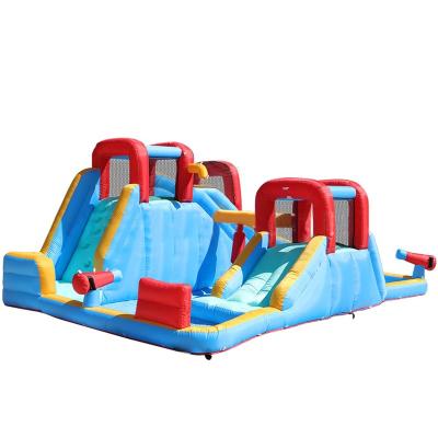 China Commercial PVC+Oxford Cloth Inflatable Bounce Bouncer Bouncy Castles Houses To Buy With Water Slide Pools Blowers for sale