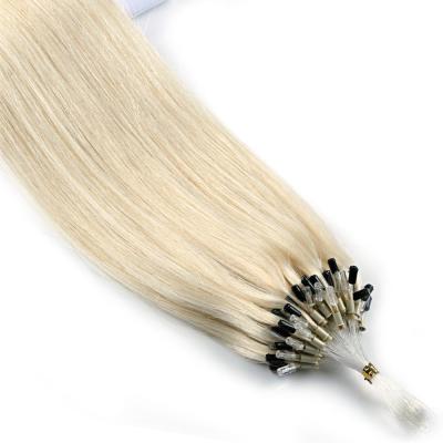 China Can be dyed and bleached or change the design double ring straight body wave drawn virgin micro hair extension curly hair micro ties hair extensions for sale