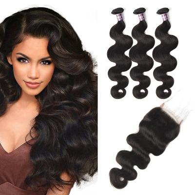 China Wholesale Malaysian Virgin Human Hair 100% Remy Body Wave Hair Weave Bundles Body Wave Bundles With Lace Closure for sale