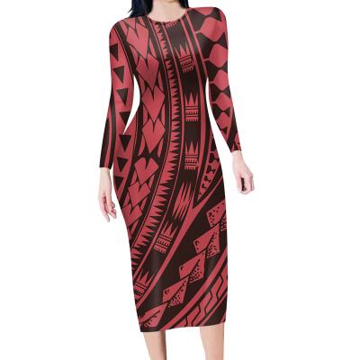 China Anti-Static Women Occasion Dresses Even Night Dress Hawaii Business Cocktail Polynesian Elegant Pencil Dress for sale