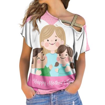 China Anti-Wrinkle Woman Tops Fashionable T-shirts 3d Mother In Law Printing Daughter's T-shirt For Mom's Day Drop Shoulder Sexy Tees for sale