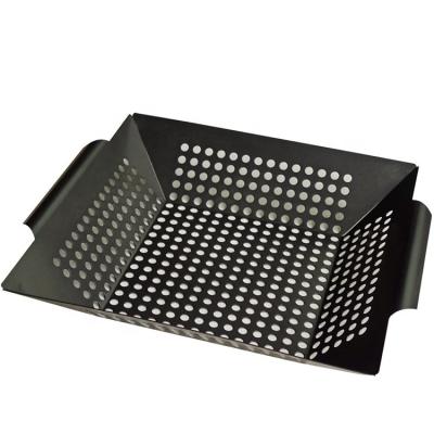 China Dustproof Carbon Steel Non Stick Grill Liner Accessories Stamping Holes Folding Edges Grill Wok for sale