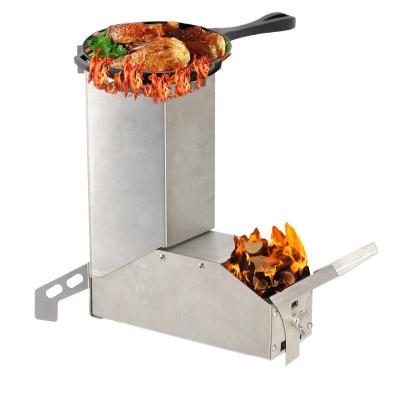 China Outdoor Camping Raising Stainless Steel Charcoal Firewood Stoves Camping Moving Outdoor BBQ for sale