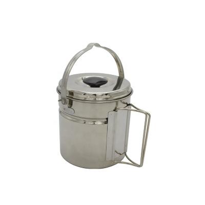 China Outdoor Camping Rising Outdoor Traveling Camping Rising BBQ Grilling Stainless Steel Hanging Pot With Handle With Steamed Tray for sale