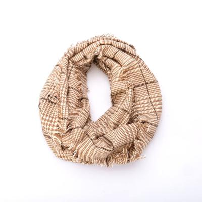 China Soft Touch Feeling Lady Warm Infinity Scarf Acrylic Winter Knit Scarves High Quality Plain Color 180*70cm Long Ribbed Chiffon Hot Selling Scarf for sale