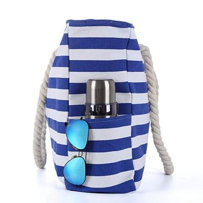 China Tote Canvas Grocery Bag For Shopping Cotton Gift Large Size Striped Beach Bag Fashion Woven BagBag Beach Stripe Shopping Bag High Quality for sale