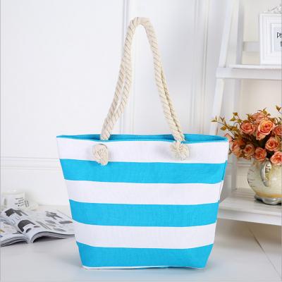 China Custom Logo Fashion Cotton Canvas Rope Handle Tote Beach Bag With Printed Logo for sale