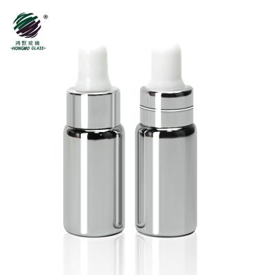 China Personal Care 5ml Small Mini Vials 5ml Silver Plated Glass Dropper Bottle For Serum Essential Oil for sale