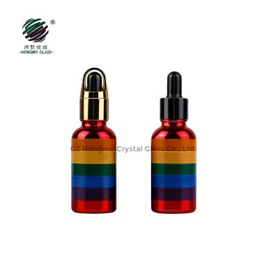 China 1oz Recyclable Materials 30ml Empty Plate Essential Oil Glass Bottle With Dropper Cap Packaging For Skin Care for sale