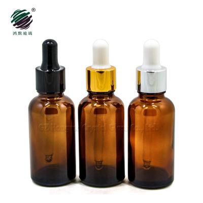 China 30ml Empty Amber Glass Bottle 30ml 1/2oz Brown Material Cosmetic Essential Oil Recyclable Glass Bottle for sale