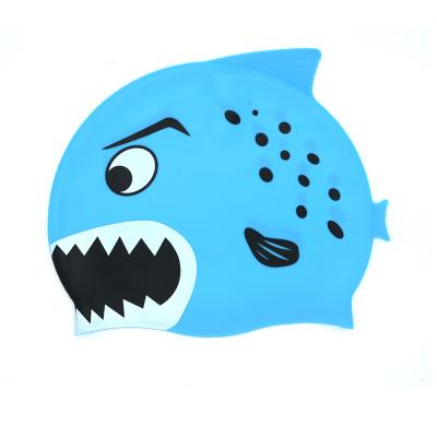 China 100% Printed Cute Custom Logo Printed Silicone Swim Cap Cartoon Fish Swimming Cap for sale