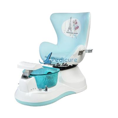 China Luxury Blue Leather Flexible Footrest Whirlpool Joy Child Pedicure Spa Chair for sale