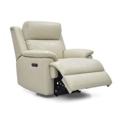 China Baihai 3 Seat Extendable Leather White Manual Reclining Sofa for sale