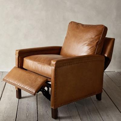 China Baihai Extendable Tyler Leather Square Arm Recliner for sale