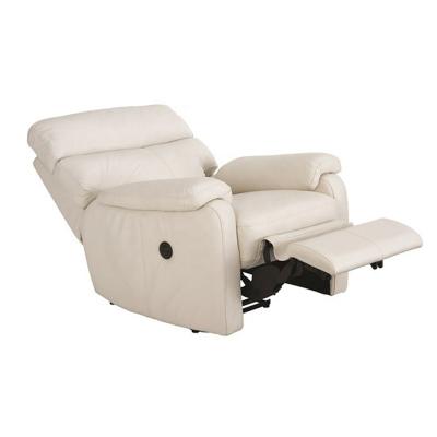 China Baihai Extendable Brown Leather and Beige Recliner Chair for sale