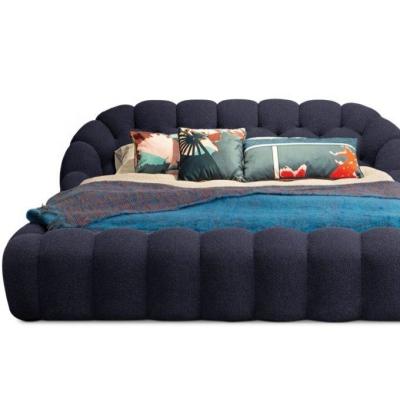 China Baihai King Size Bed Adjustable Modern Dark Blue Velvet Fabric Bubble Upholstered 3D Bed (Full Size) for sale