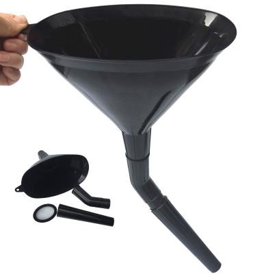 China Amazon Hot Selling Easy Operation 3 in 1 Tube Funnel Hose Black Plastic Funnel Plastic Funnel Set for sale