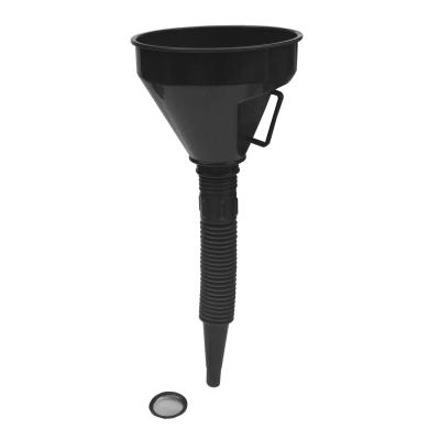 China Best Selling Eco-friendly Black Plastic Long Flexible Hose Car Oil Funnel With Filter for sale